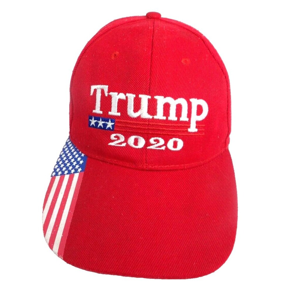 President Trump 2020 Red Patriotic Embroidered Hat Cap Hook & Loop Flag READ